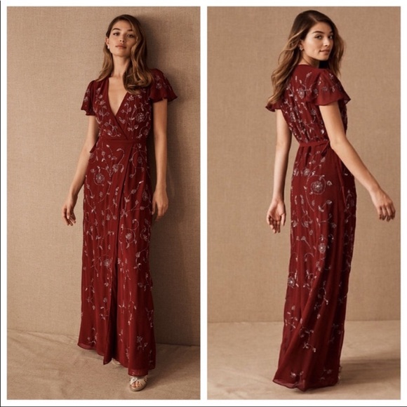 BHLDN Dresses & Skirts - NWT Anthropologie BHLDN Red Plymouth Wrap Dress size 10, 14, 16 Mother of Bride